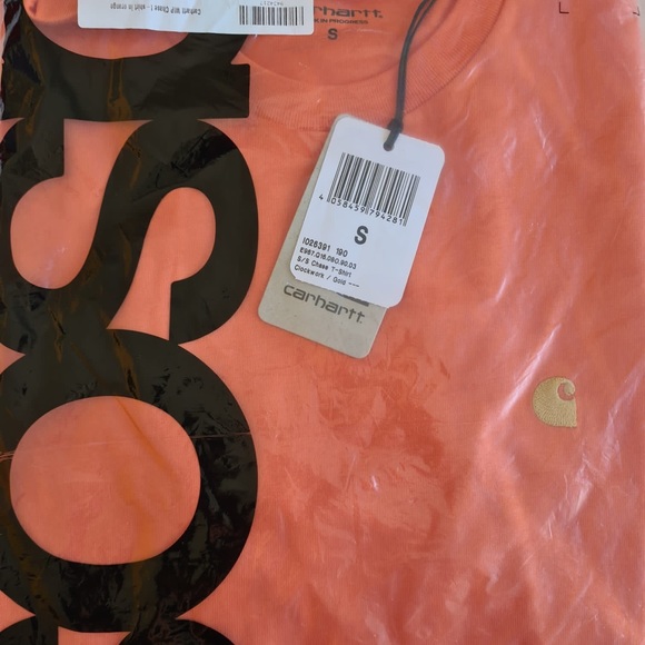 BNWT Carhartt WIP S/S Chase T-Shirt - Clockwork / Gold (Orange) S - Picture 2 of 2